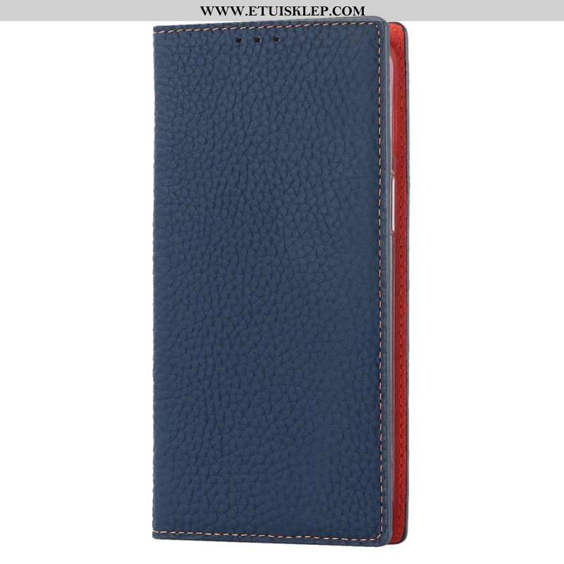 Etui Na Telefon do iPhone 14 z Łańcuch Etui Folio Oryginalny Skórzany Pasek Litchi
